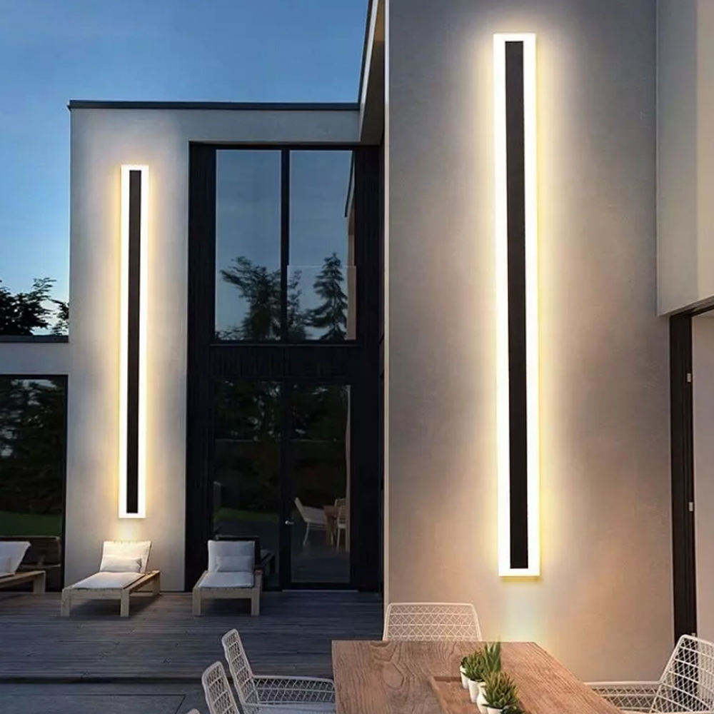 110V 220V Acrylic Modern Exterior Linear Strip Wall Lamp 3000K Warm White Outdoor Wall Sconce Long LED Wall Light