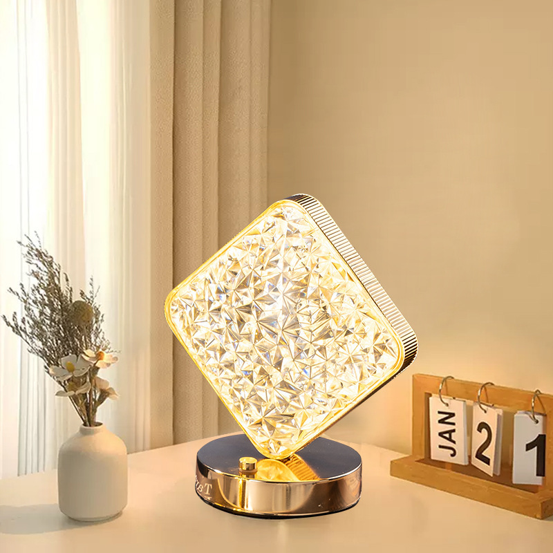 Modern Decorative Crystal Table Lamp LED USB Rechargeable Bedroom Decor Moon Star Table Lamp Night Light