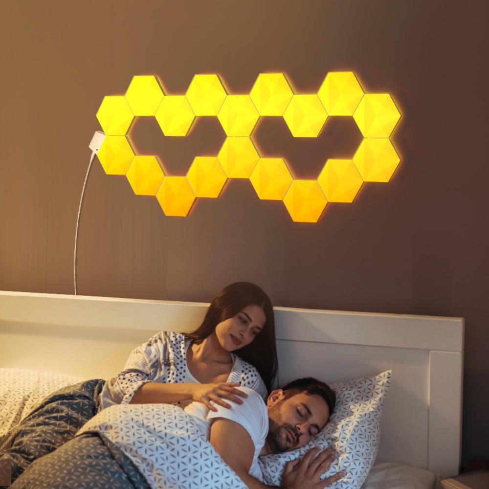 Creative Smart Removable Wall Lamp Smart Control Multi Color Diy Rgb Hexagonal Gaming Led Lights Honeycomb Wall Light