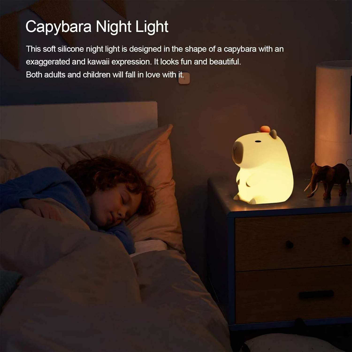 Desk Decoration Lamp Bedroom Lamp Rechargeable Silicone Animal Kids Baby Night Light Cute Nursery Lamp Capybara Night Light