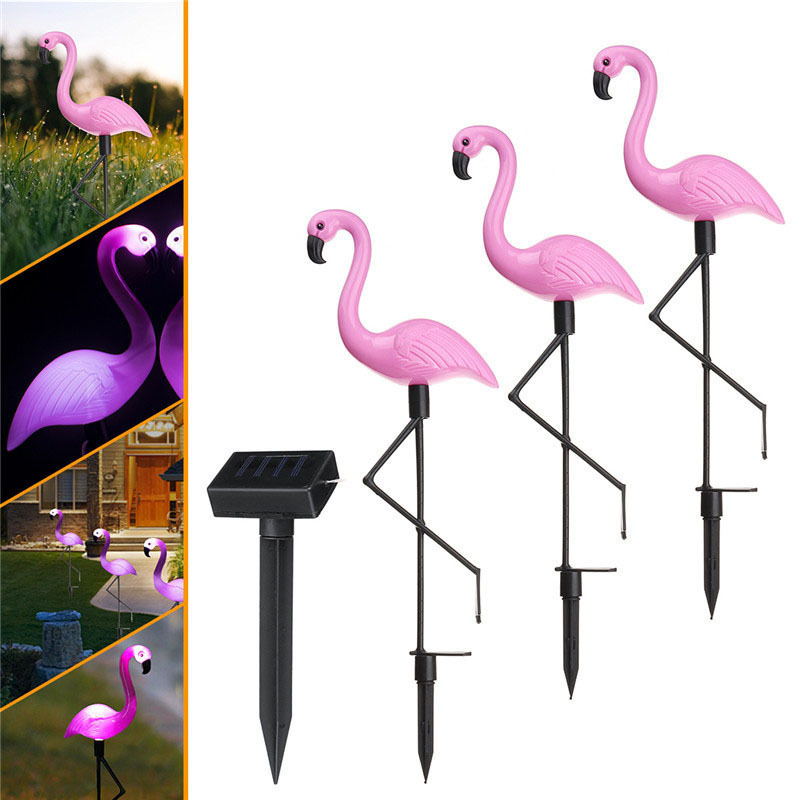 Best Selling Outdoor Lawn Led Lamp Yard Decoration Solar Powered Garden Pink Flamingo Light Solar Garden Light