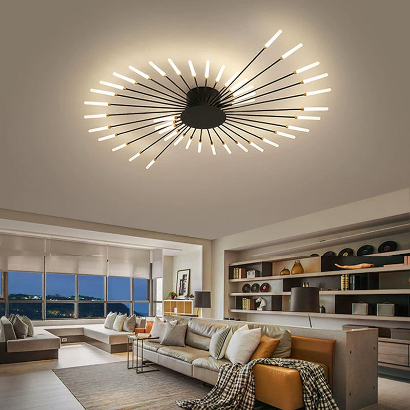 Nordic Modern Led Ceiling Chandelier Lamp Fireworks Lamp For Living Room Bedroom Black Golden LED Ceiling Pendant Lights