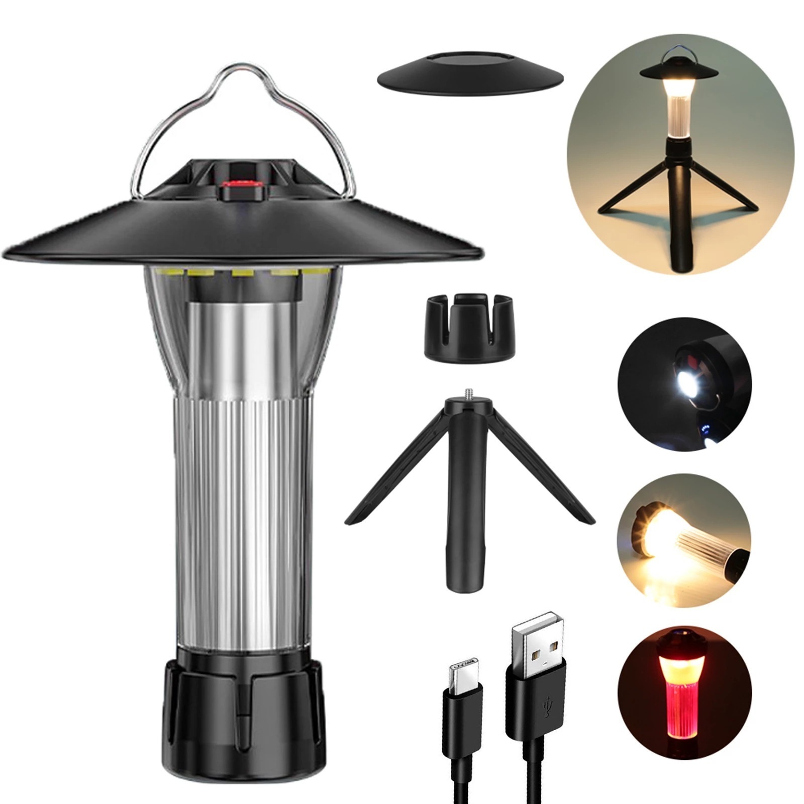 High Quality Outdoor Waterproof Ipx5 Solar Power Charging Latern Led Camping Usb Rechargeable Solar Camping Lamp