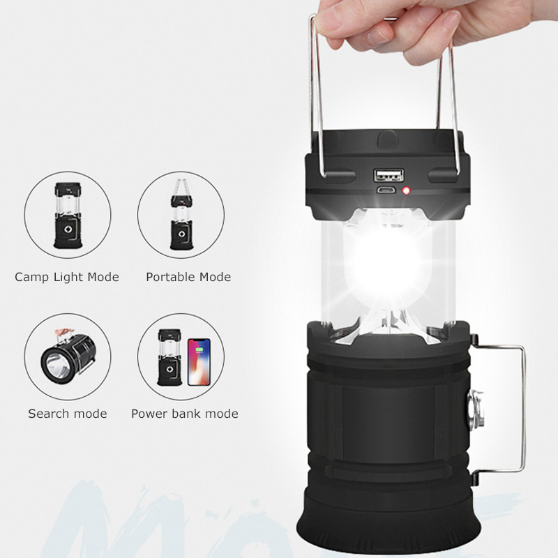 Outdoor Retro Portable Mini Solar Power Hand Flashlight Lantern Ultralight Small Solar Led Camping Light 3 in 1 Solar Panel 15