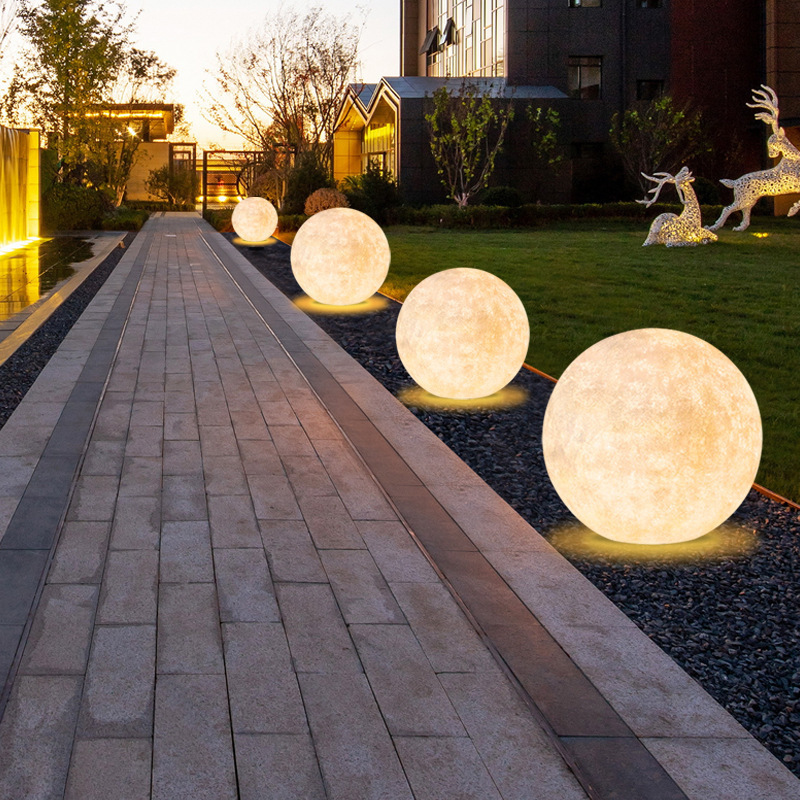 Rechargeable Waterproof Battery Operated Solar Charging Outdoor Beach Event Garden Led Ball Sphere Stone Light Decorative Lamp