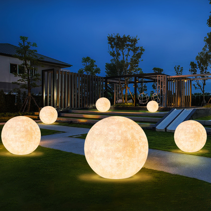 Rechargeable Waterproof Battery Operated Solar Charging Outdoor Beach Event Garden Led Ball Sphere Stone Light Decorative Lamp