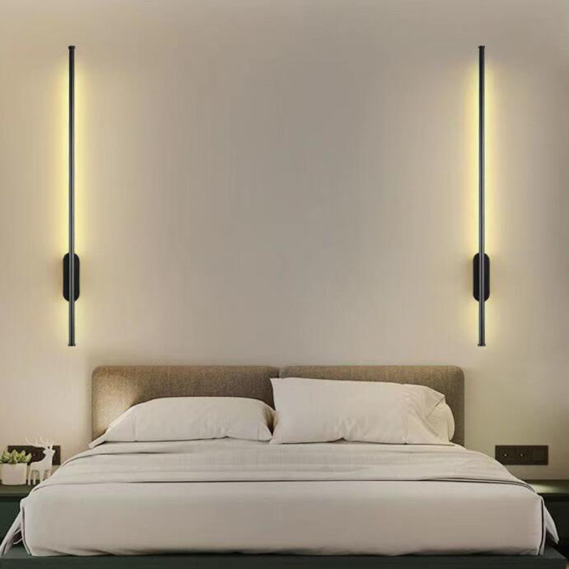 Modern Simple Living Room Bedroom Bedside Linear Wall Sconce Lamps Up Down Background Opposite Luminous Black Led Wall Lights