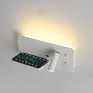 New Trendy Modern Nordic Wall Light USB Wireless Charging Bedroom Bedside Reading Led Wall Sconce Light