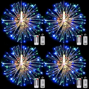 90 120 150 200Led Firework String Light Hanging Lights Explosive Battery Operated Remote Control Diy Firework Led String Lights