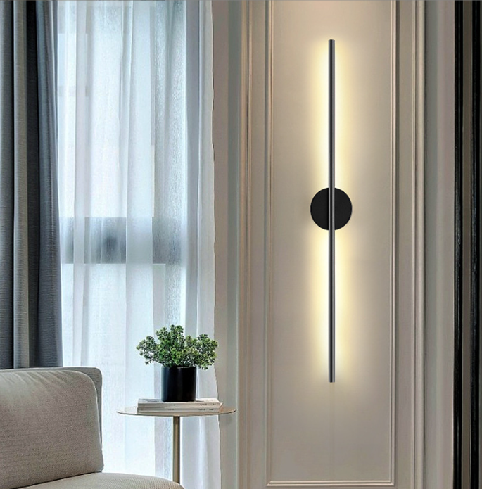 Modern Simple Living Room Bedroom Bedside Linear Wall Sconce Lamps Up Down Background Opposite Luminous Black Led Wall Lights