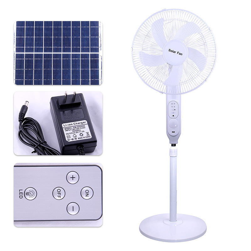 Solar Power Ac 12v Dc 12 16 18 Inch Rechargeable Solar Powered Pedestal Standing Stand Table Fan With Solar Panel Remote Control