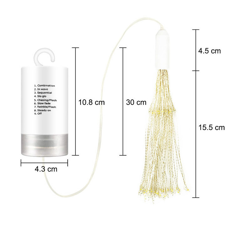 90 120 150 200Led Firework String Light Hanging Lights Explosive Battery Operated Remote Control Diy Firework Led String Lights