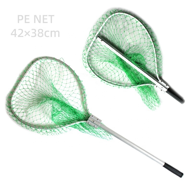 104cm Aluminum Long Handle Nylon retractable Fishing Landing Net 42*38 PE net