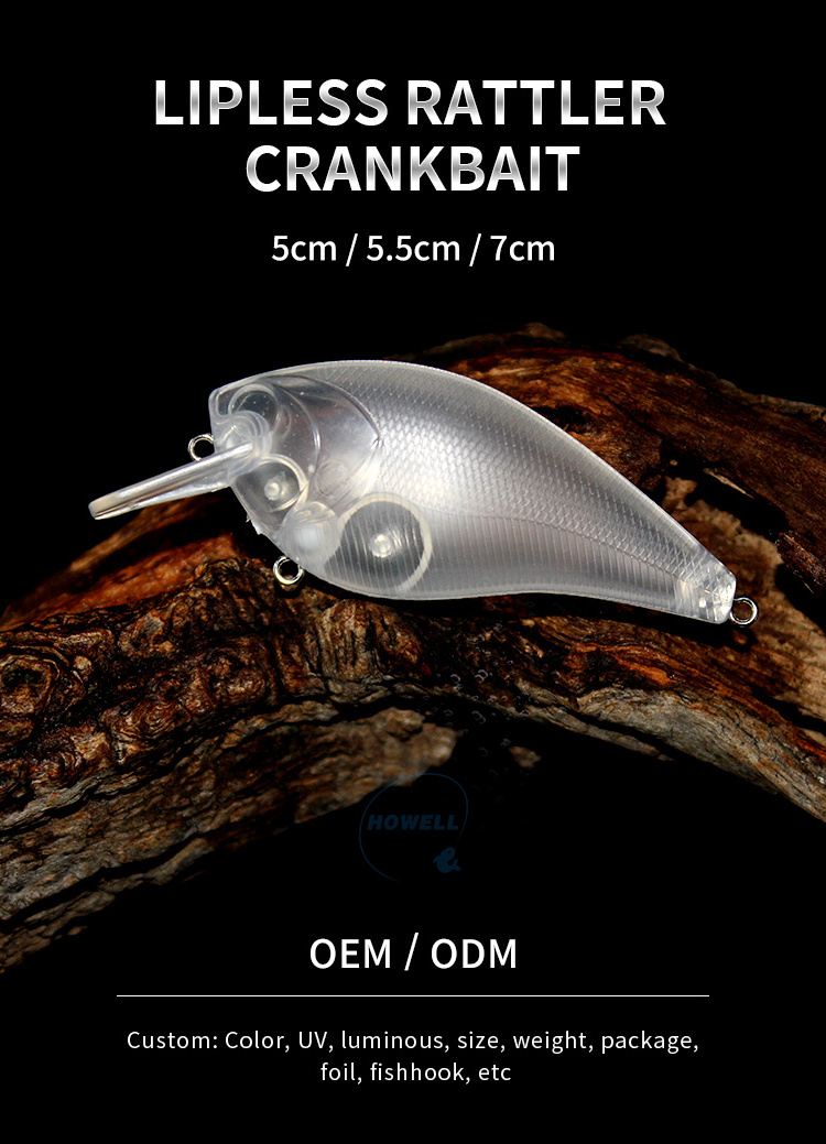 OEM blank 1.5 shallow square bill bass crankbaits 50mm 55mm 70mm unpainted square bill crank baits lure