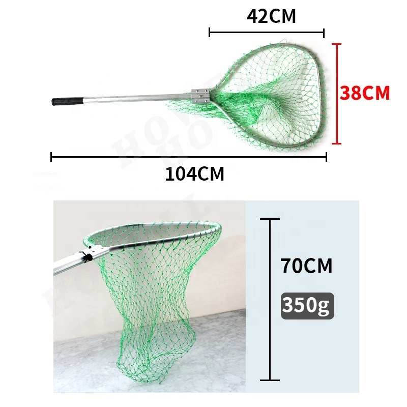 104cm Aluminum Long Handle Nylon retractable Fishing Landing Net 42*38 PE net