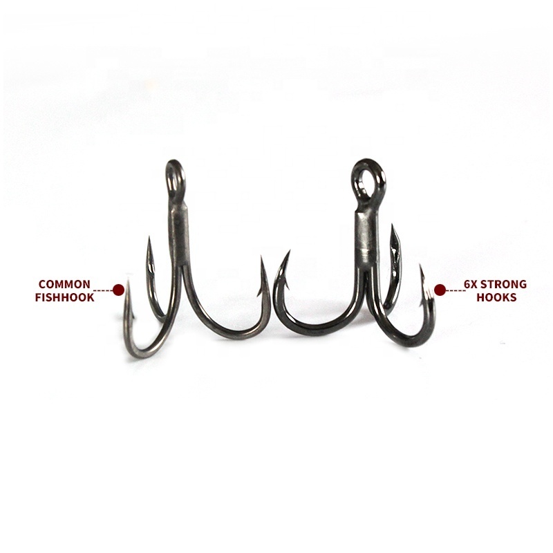 high quality treble hook 6x strong barb 2# 4#  6#  8# three pin anchor needle hook sharpened stinger