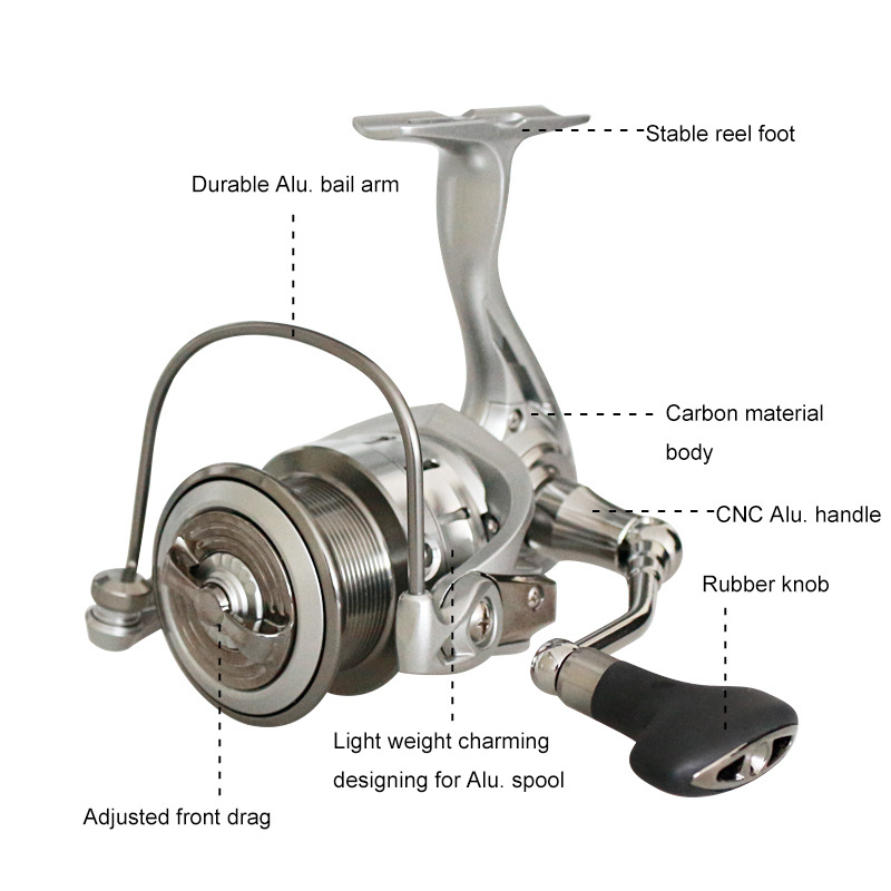 Carbon fiber material light weight spinning reels for fishing