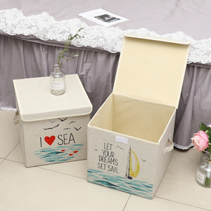 Fabric Covered Cardboard Storage Box Home Storage and Organization foldable laundry basket  household