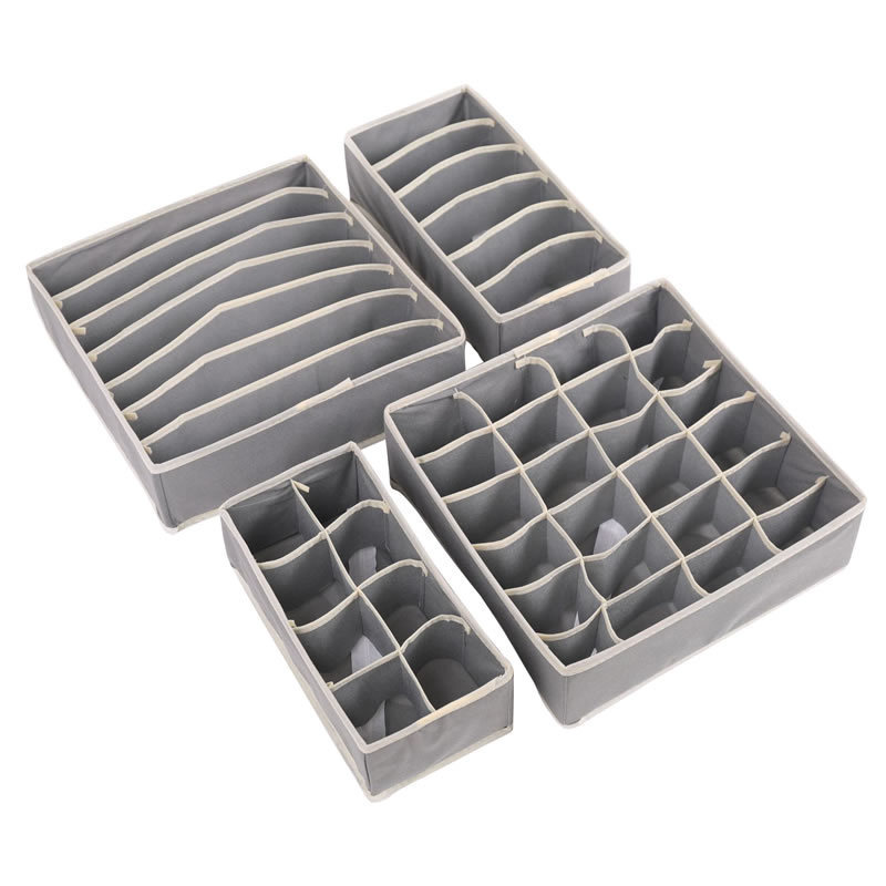 4 Pack Foldable Cloth Storage Box Closet Dresser Drawer Organizer Fabric Baskets Bins for Clothes  Clothes Underwear Socks