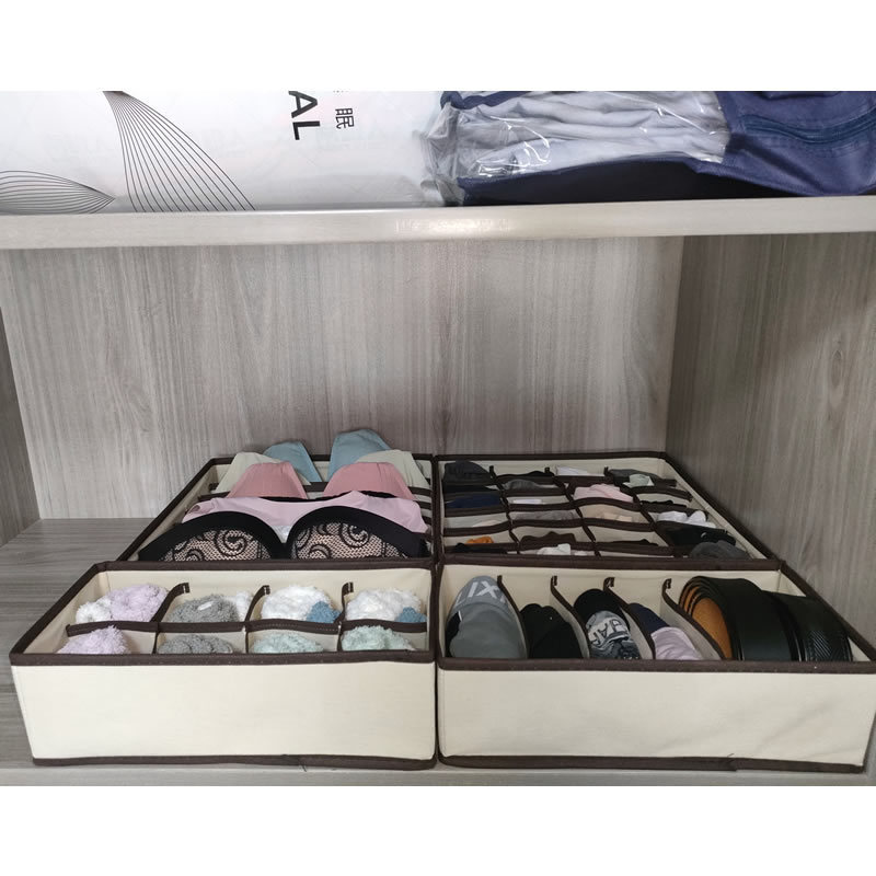 4 Pack Foldable Cloth Storage Box Closet Dresser Drawer Organizer Fabric Baskets Bins for Clothes  Clothes Underwear Socks