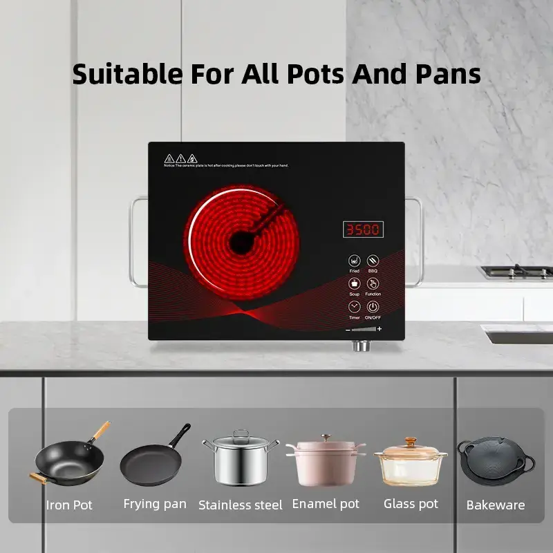 Factory Price Portable 1 Burner Waterproof Infrared Cooker No Radiation Electric Ceramic Stove