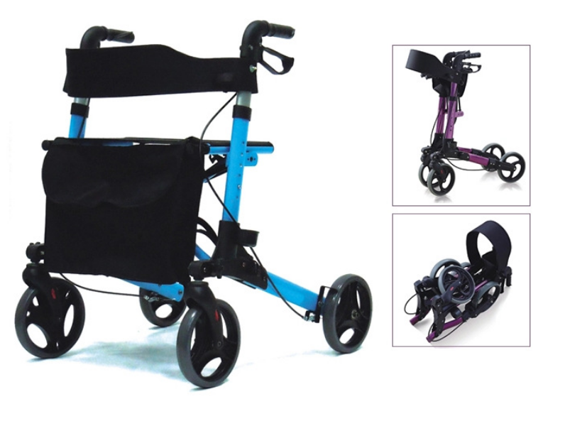 Folding Light Scooter Aluminum Alloy Four-Wheel Walker Grocery Shopping Carts Knee Rollator Walker With Seat