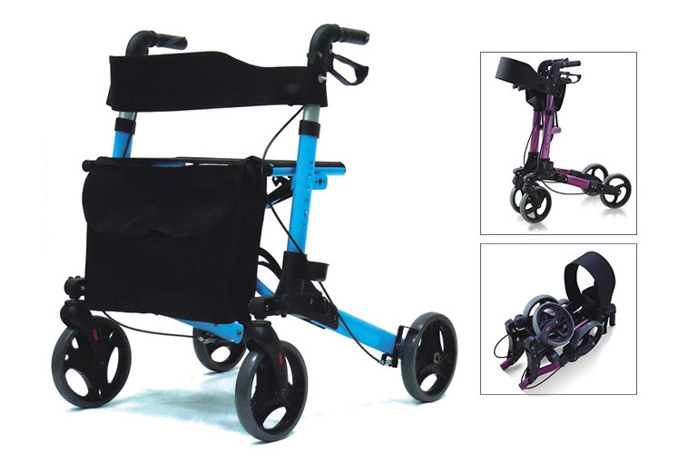 Folding Light Scooter Aluminum Alloy Four-Wheel Walker Grocery Shopping Carts Knee Rollator Walker With Seat