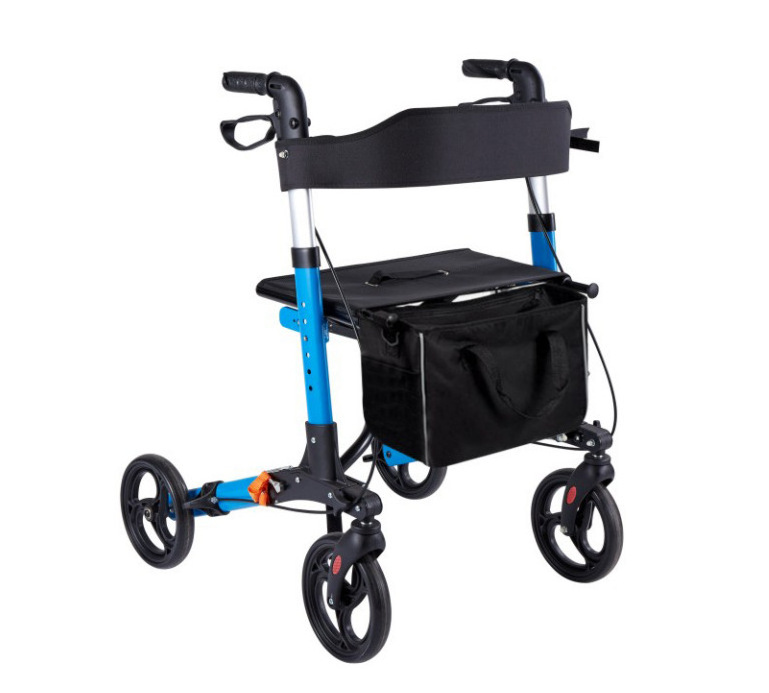 Folding Light Scooter Aluminum Alloy Four-Wheel Walker Grocery Shopping Carts Knee Rollator Walker With Seat