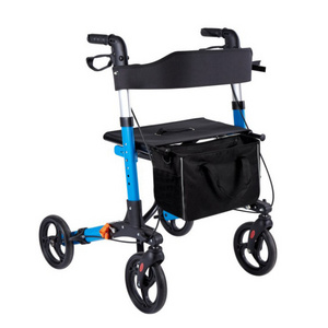 Folding Light Scooter Aluminum Alloy Four-Wheel Walker Grocery Shopping Carts Knee Rollator Walker With Seat