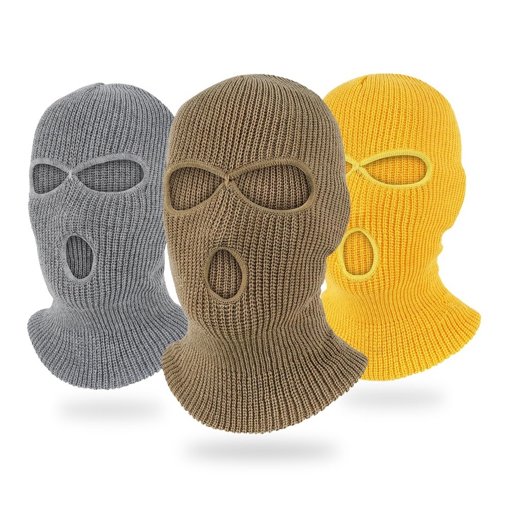 Wholesale Ski Mask Balaclava Hat Balaclava Ski Mask 3 Hole Knitted Custom Logo Over Knit for Men Women Unisex Adults Character