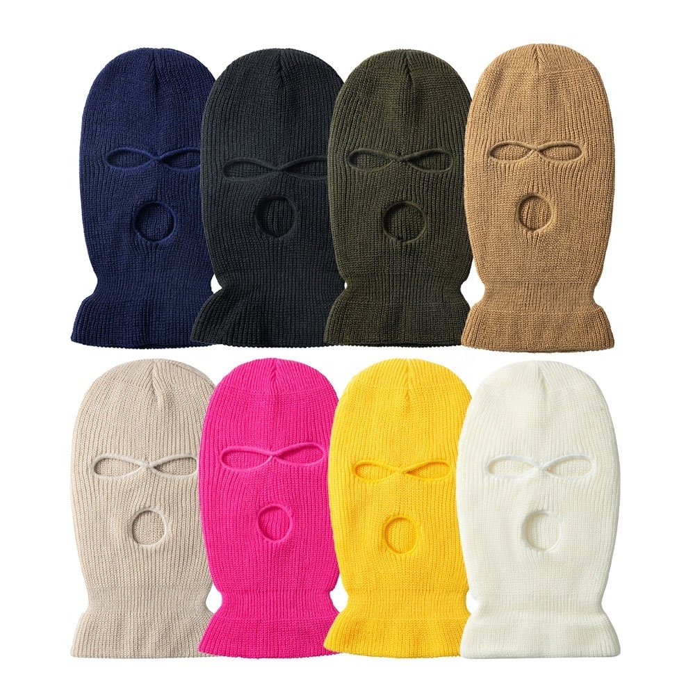 Wholesale Ski Mask Balaclava Hat Balaclava Ski Mask 3 Hole Knitted Custom Logo Over Knit for Men Women Unisex Adults Character