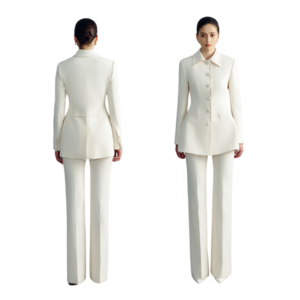 Hot Search White Women's Pants Blazer WHITEANT Manufacturer MABEL FLARED PANTS Women Suit 73%Polyester 17%Rayon 10%Spandex