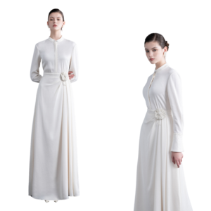 Women'S Dresses Custom Logo Jenny Embellished Maxi Dress Round Neck Deknit Back Satin Georgette Boxes Whiteant Wholesaler