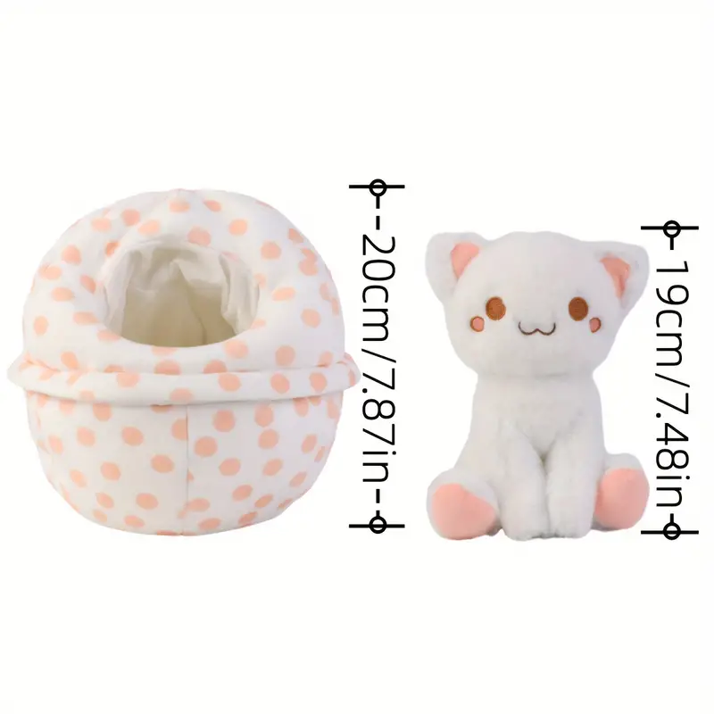 20cm/7.87in Egg Plush Cute Cat Plush Toys Cat  Easter Plush Hugging Sleeping Doll Ultra Soft Lovable Companion Basket Easter