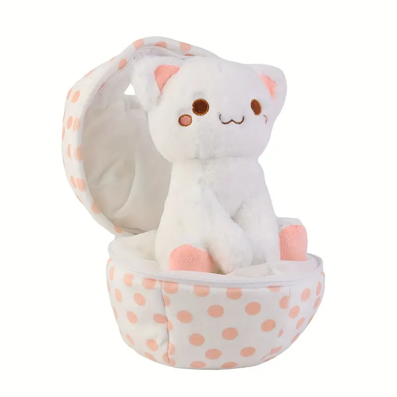 20cm/7.87in Egg Plush Cute Cat Plush Toys Cat  Easter Plush Hugging Sleeping Doll Ultra Soft Lovable Companion Basket Easter