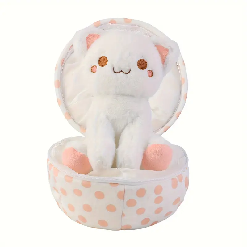 20cm/7.87in Egg Plush Cute Cat Plush Toys Cat  Easter Plush Hugging Sleeping Doll Ultra Soft Lovable Companion Basket Easter