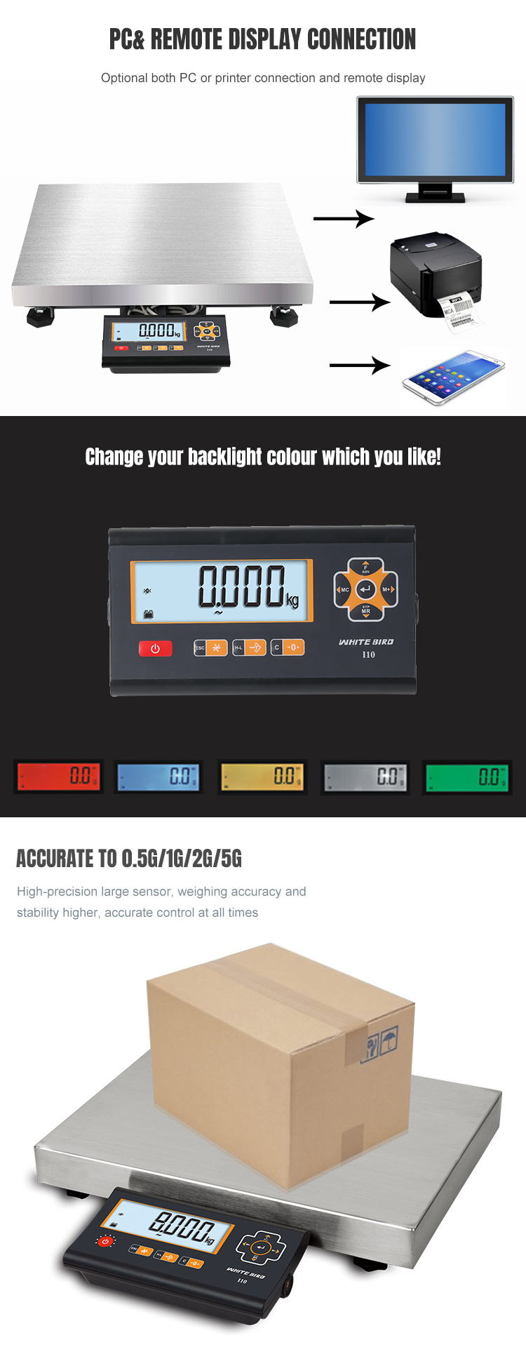 Digital Weighing Scale Animal Weighing High Accuracy PC Connection Indicator Display Counting Table Top Platform Scale