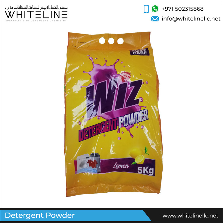 Unbeatable Quality of 5kg Wiz Clothes Washing Detergent Powder Manufactured in UAE Available with Custom Logo at Low Price