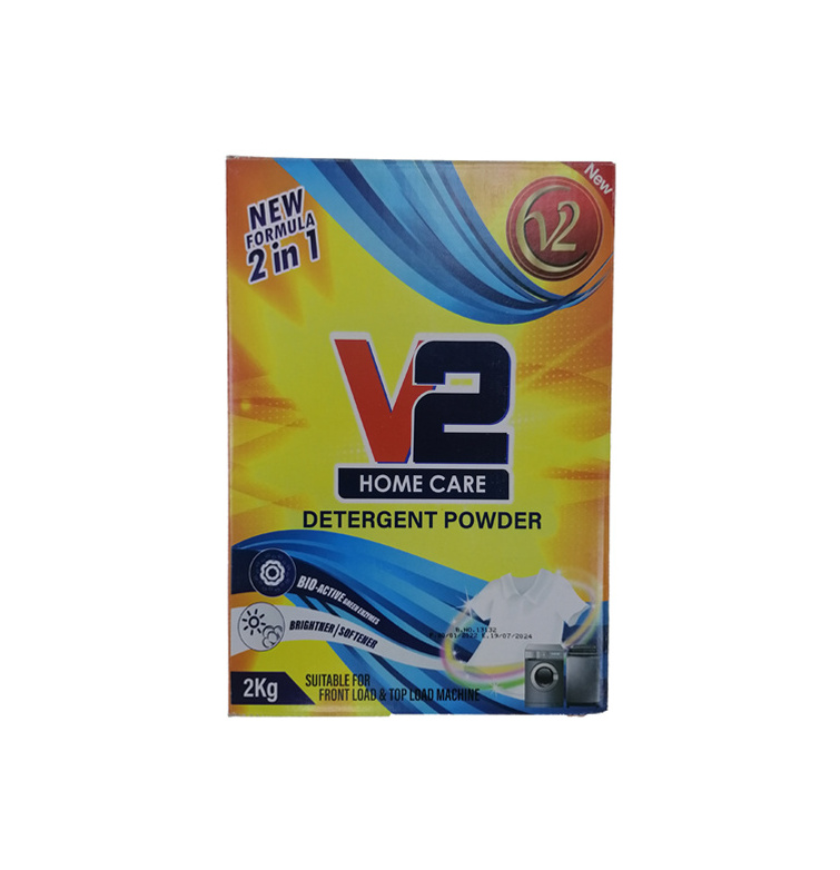 100% Genuine Quality Rich Foam High Cleaning 5% Active Ingredient V2 Laundry Detergent Powder Manufactured in UAE