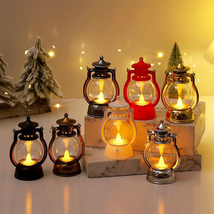 Retro Hanging LED Lantern Lamp   Outdoor  Small  Christmas Led  Tea Candles  Light With Battery For New Year Party Home Dec