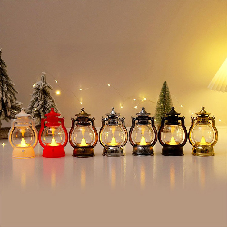 Retro Hanging LED Lantern Lamp   Outdoor  Small  Christmas Led  Tea Candles  Light With Battery For New Year Party Home Dec