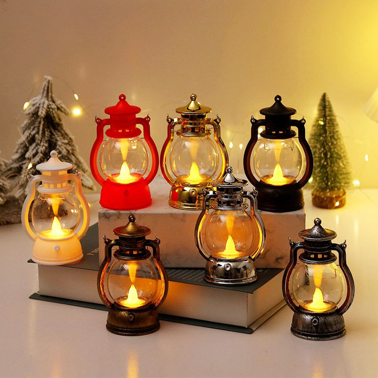 Retro Hanging LED Lantern Lamp   Outdoor  Small  Christmas Led  Tea Candles  Light With Battery For New Year Party Home Dec