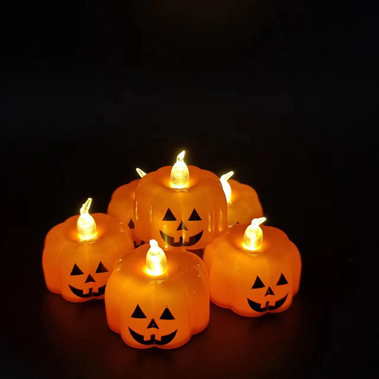 Wholesale Pumpkin Shape Super Bright Battery Operated Electric Flameless Plastic Mini LED Tea Candles Light For Halloween