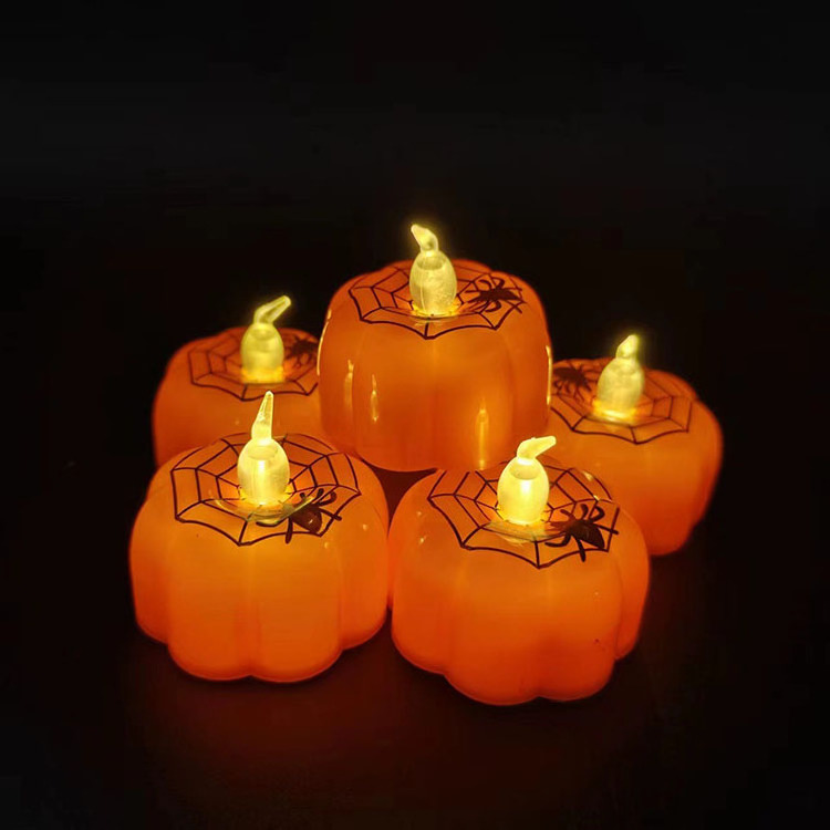 Wholesale Pumpkin Shape Super Bright Battery Operated Electric Flameless Plastic Mini LED Tea Candles Light For Halloween