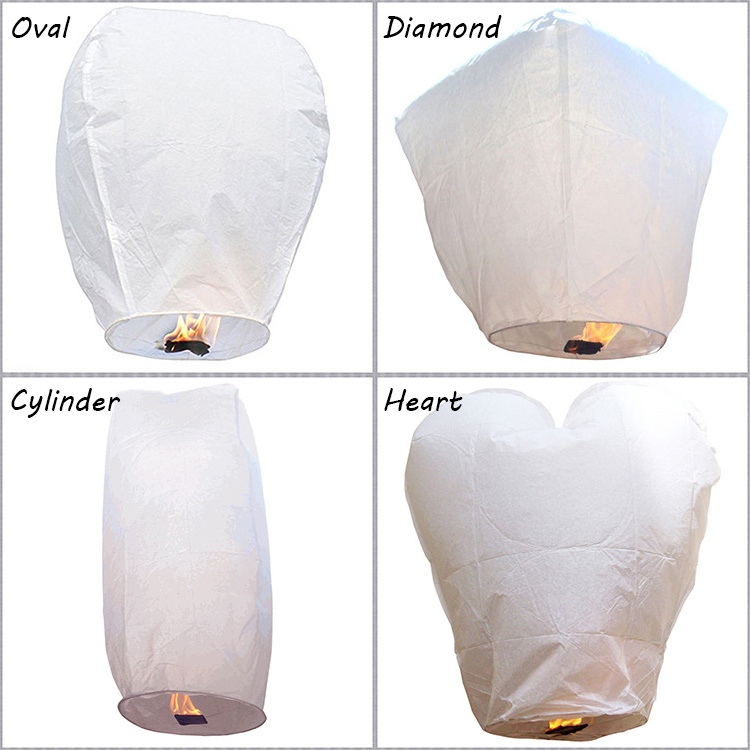 Wholesale  Traditional Chinese Kongming Lantern Fire Resistant Wire Free Paper Sky Lantern For Wishing