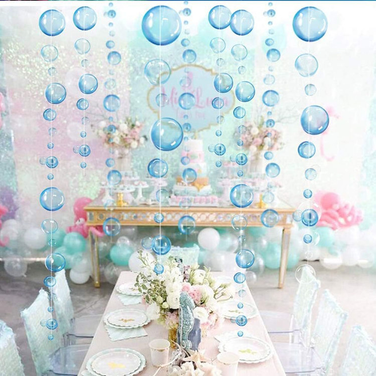 White PVC Bubble Garland for Little Mermaid Party Decoration 2D Hanging Bubbles Streamer Underwater Kids Birthday Party Supplies