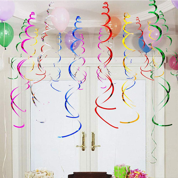 6 pieces Hanging Spiral Swirls  Party Decoration Ceiling Streamers Double Swirls For Party Birthday Wedding Graduation Decor