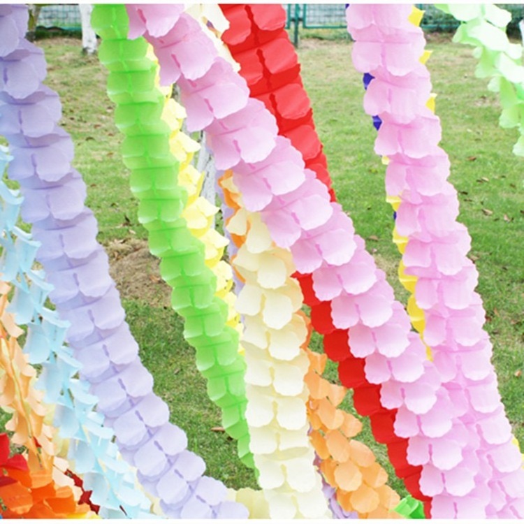 3M Colorful Four-Leaf Clover Garland Reusable Party Streamers Tissue Paper Hanging Flower Garland for Party Decoration