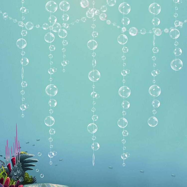 White PVC Bubble Garland for Little Mermaid Party Decoration 2D Hanging Bubbles Streamer Underwater Kids Birthday Party Supplies