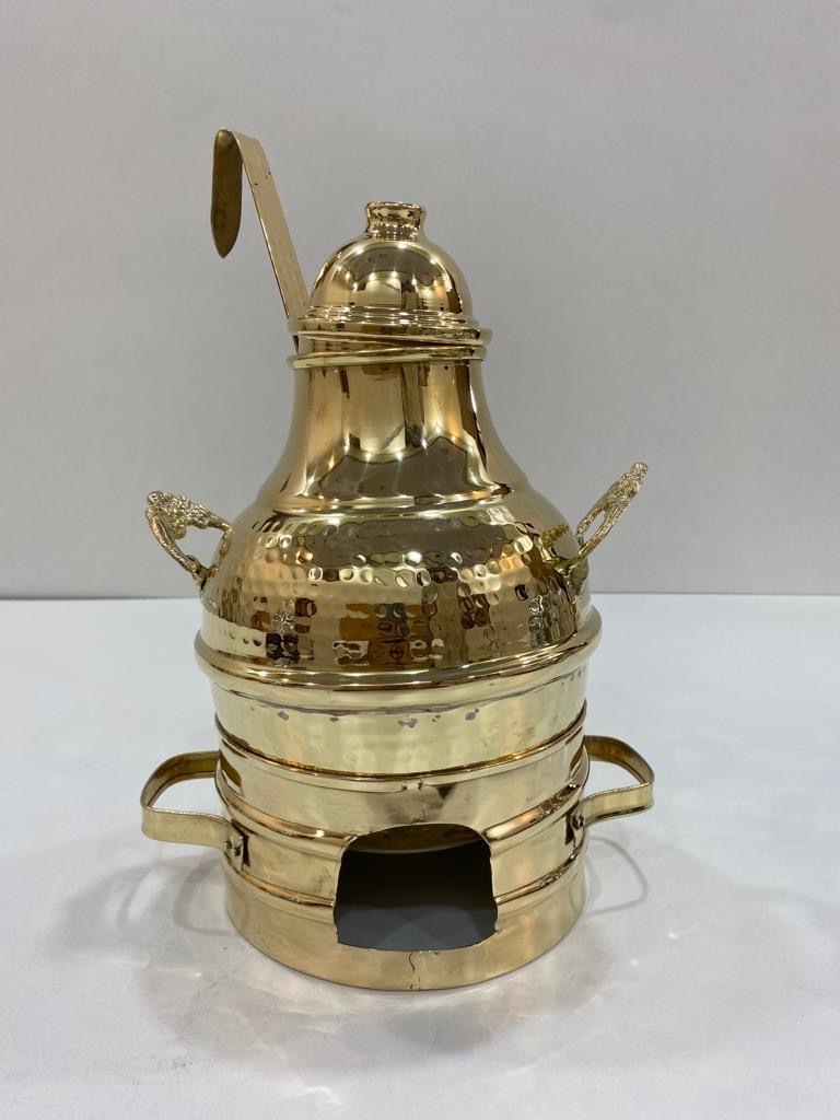 New Look Hand Engraved Silver Plated Arabic Dallah Coffee Holder Pot Collectible Brass Handmade Large Dallah Coffee Maker Warmer